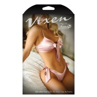 Fantasy Lingerie Satin Tie-Front Set Light Pink for Elegance