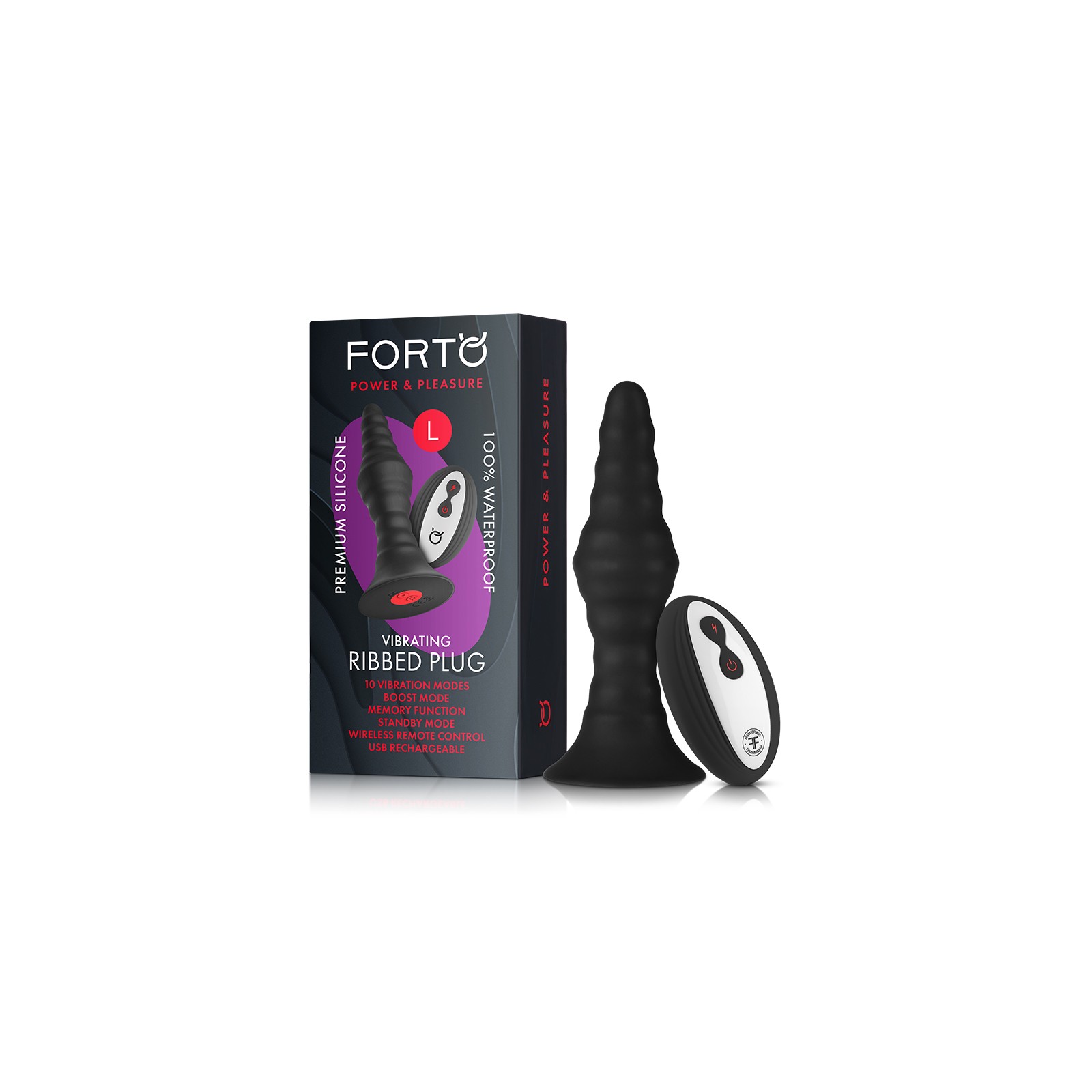 Forto Vibrating Ribbed Plug Remote-Controlled