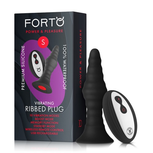 Forto Vibrating Ribbed Plug - Remote Control