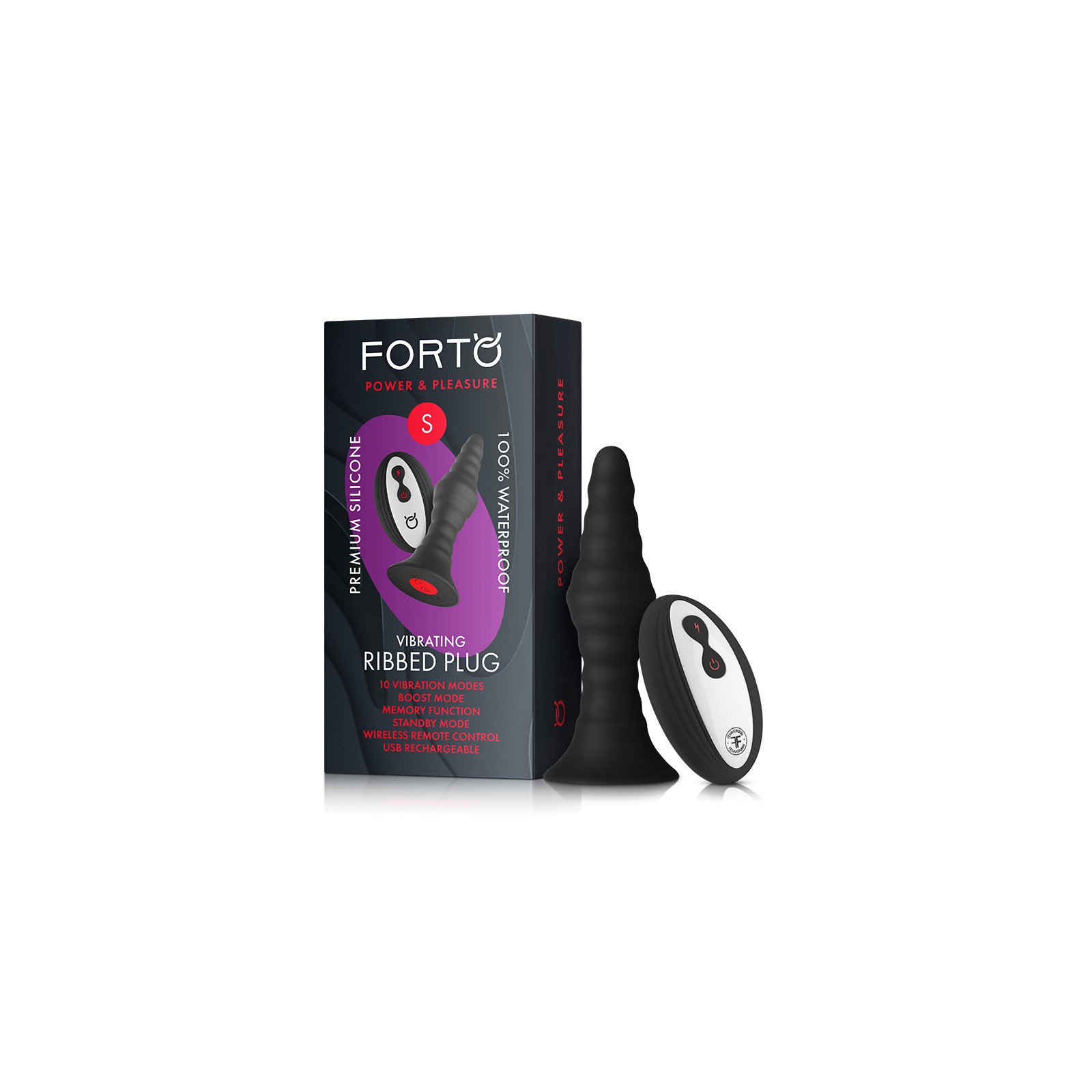 Forto Vibrating Ribbed Plug - Remote Control