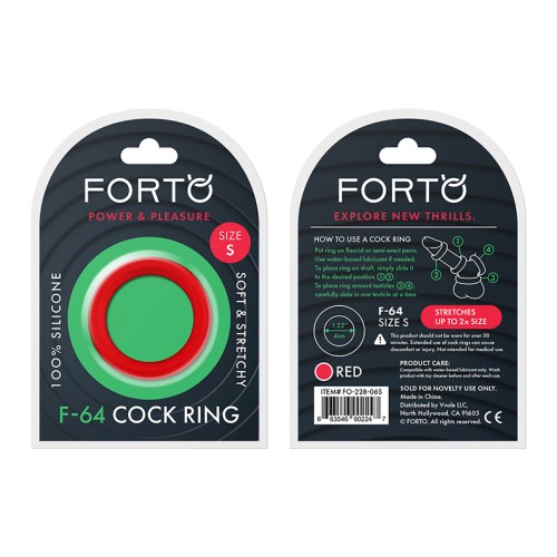 Forto F-64 Liquid Silicone Cockring Small Red