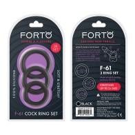 Set de Cockrings de Silicona Forto F-61 Negro