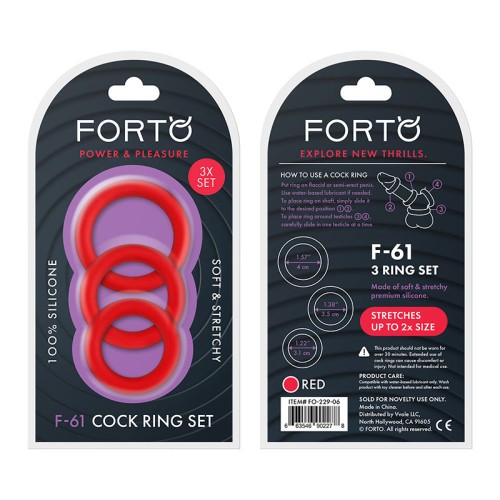 Forto F-61 Red Silicone Cockring Set