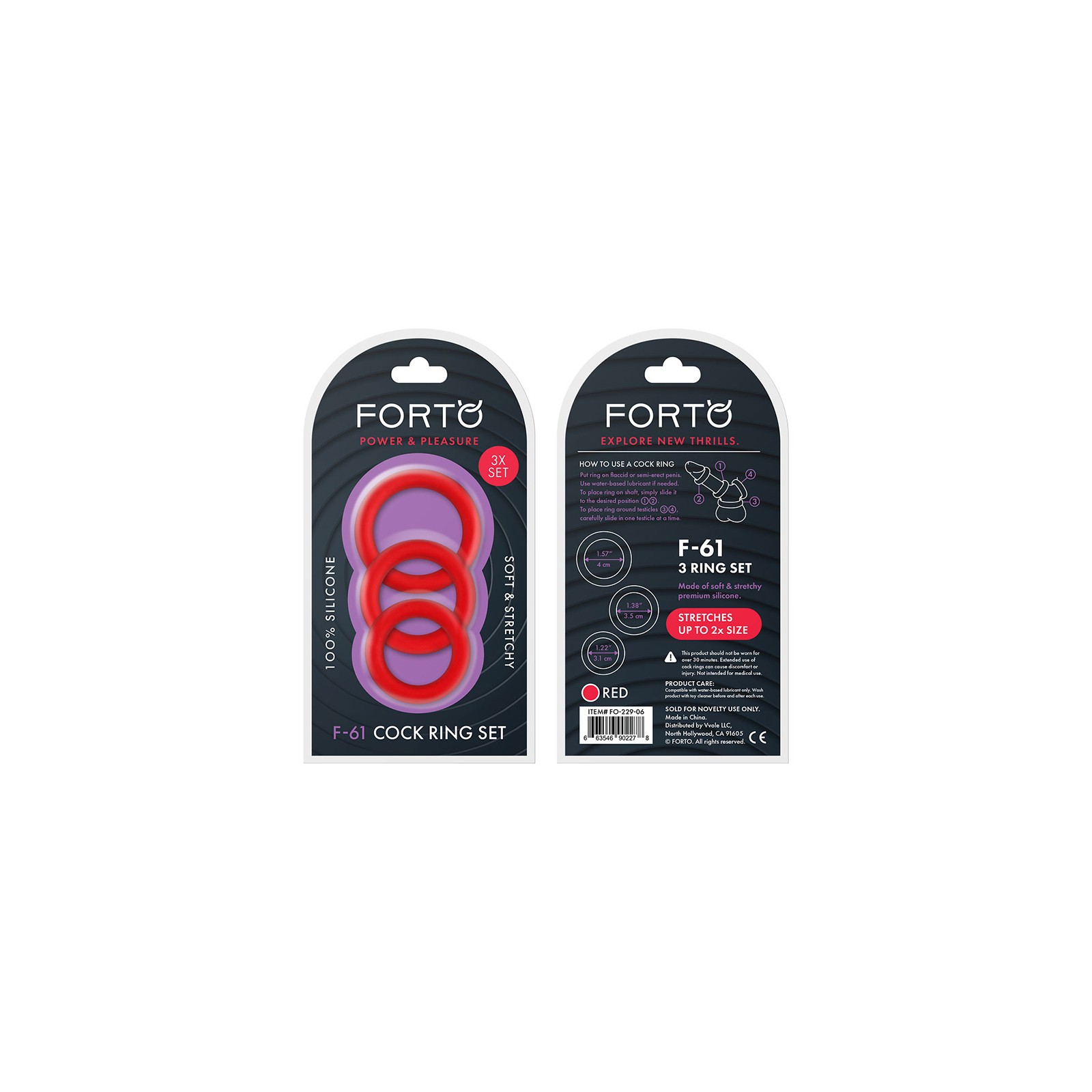 Forto F-61 Red Silicone Cockring Set