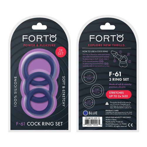 Set de Anillos para el Pene de Silicona Forto F-61 Azul