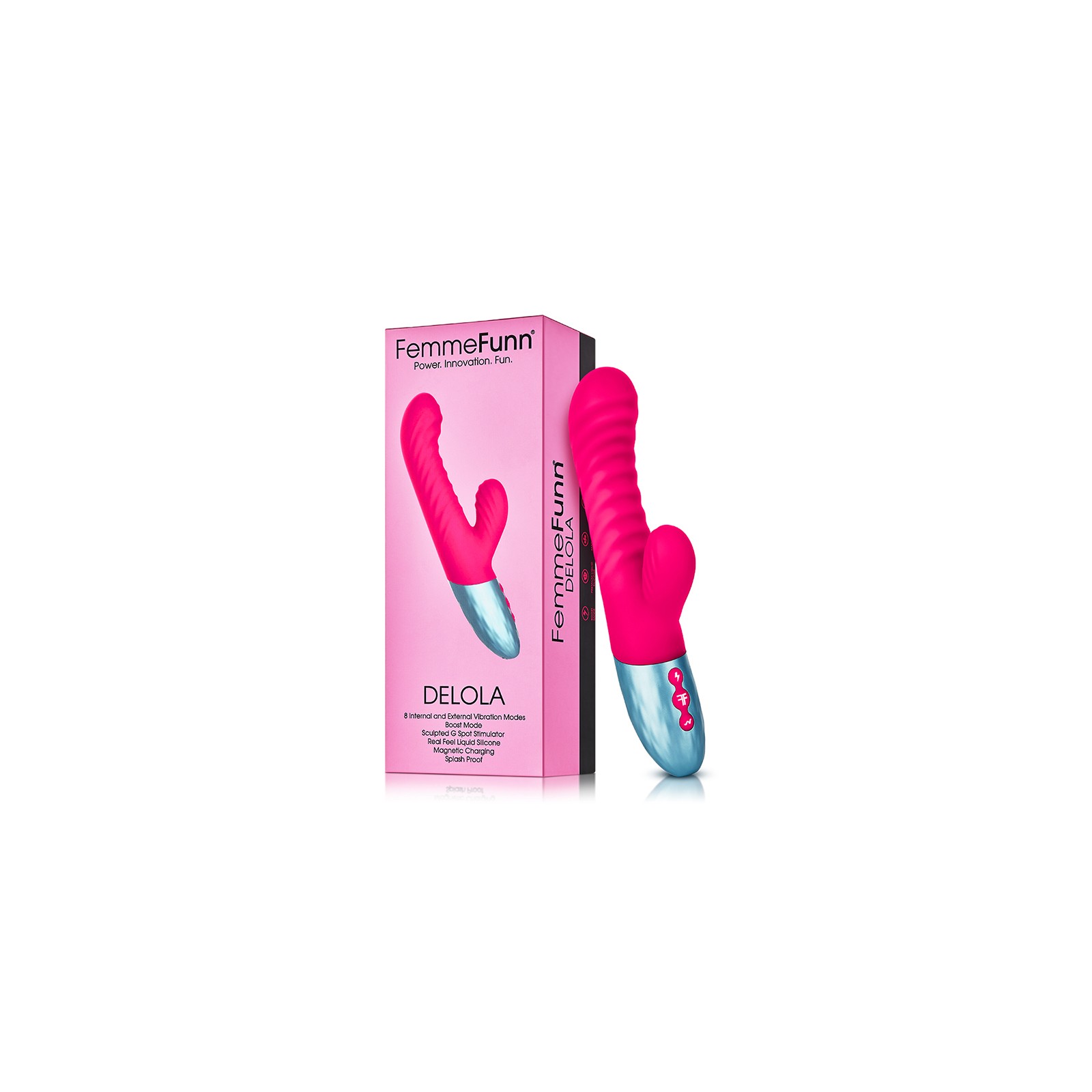 FemmeFunn Delola Rechargeable Silicone Dual Stimulation G-Spot Vibrator Pink