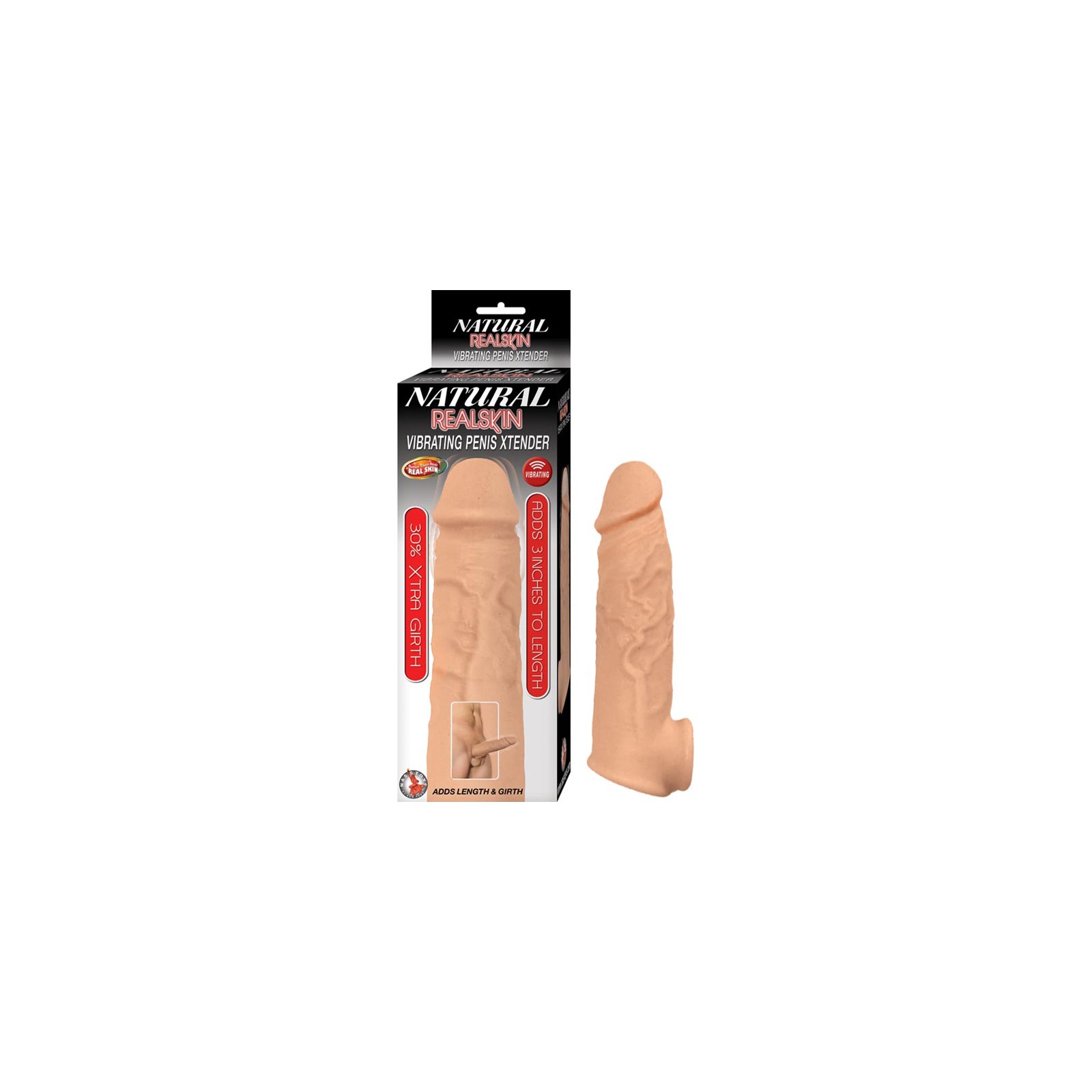 Extensor Vibrador de Pene Natural Realskin para Mayor Placer