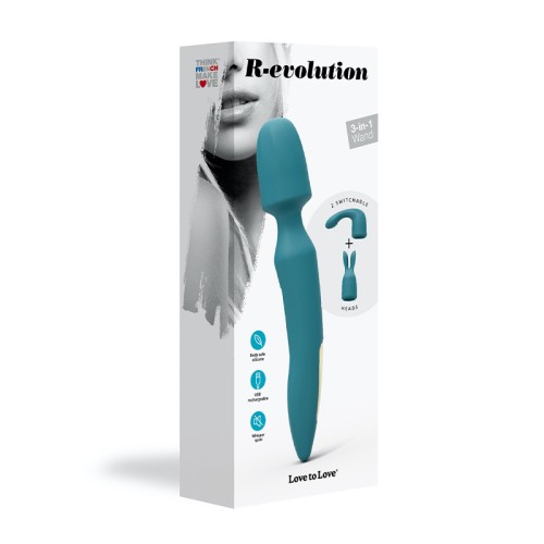 R-evolution 3-in-1 Rechargeable Wand Vibrator Blue