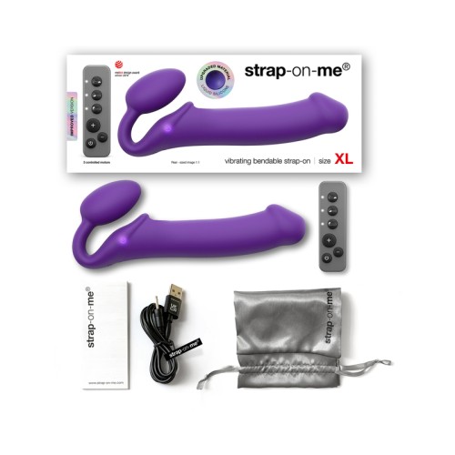 Strap-On-Me Strap-On Vibrante de Silicona Recargable Control Remoto Púrpura XL