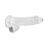 Dildo Cristal Claro de 6" con Testículos y Ventosa