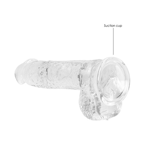 Dildo Cristal Claro de 6" con Testículos y Ventosa