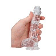 Dildo Cristal Claro de 6" con Testículos y Ventosa