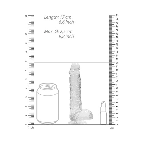 Dildo Cristal Claro de 6" con Testículos y Ventosa