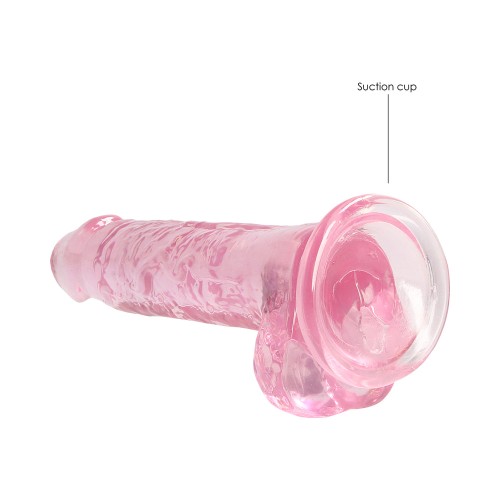 Compra Dildo Realista Transparente con Bolas y Ventosa Rosa 7 in