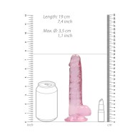 Compra Dildo Realista Transparente con Bolas y Ventosa Rosa 7 in