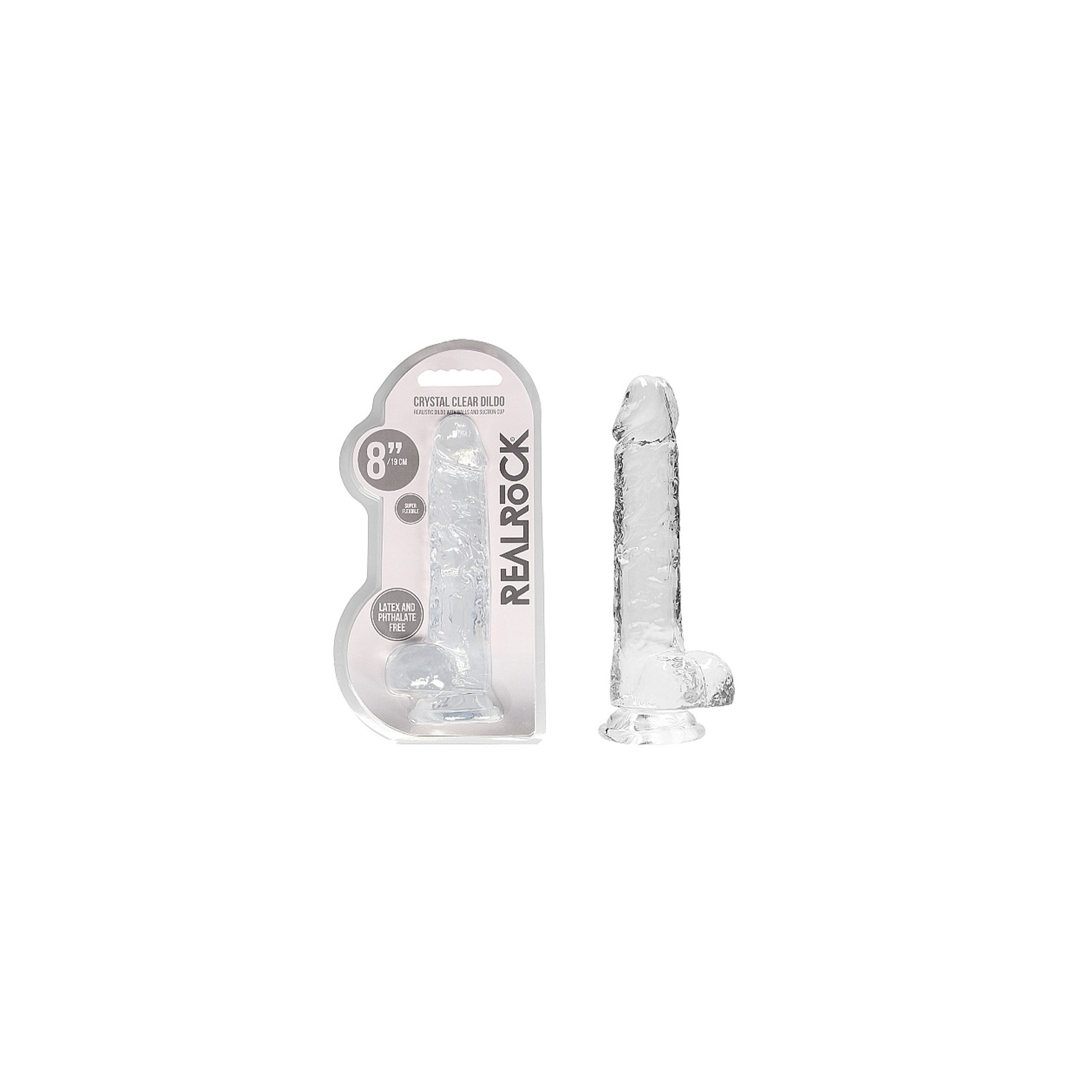 Dildo Realista Crystal Clear con Bolas y Ventosa