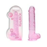 RealRock Dildo 9 Pulgadas Cristal Transparente con Testículos