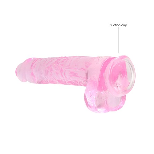 RealRock Dildo 9 Pulgadas Cristal Transparente con Testículos