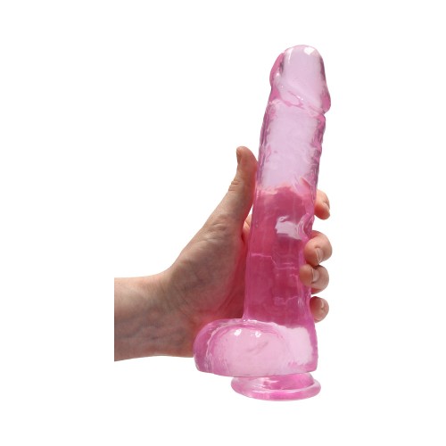 RealRock Dildo 9 Pulgadas Cristal Transparente con Testículos