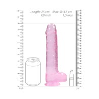 RealRock Dildo 9 Pulgadas Cristal Transparente con Testículos