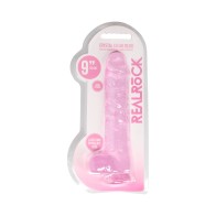 RealRock Dildo 9 Pulgadas Cristal Transparente con Testículos