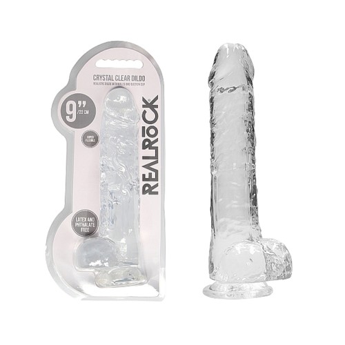 Dildo Realista RealRock Crystal Clear de 9 in. - Placer Realista