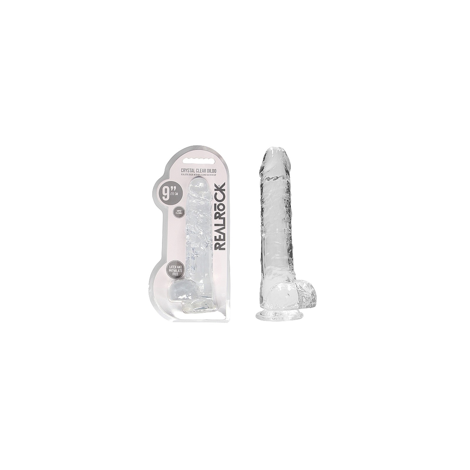 Dildo Realista RealRock Crystal Clear de 9 in. - Placer Realista