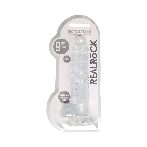 Dildo Realista RealRock Crystal Clear de 9 in. - Placer Realista