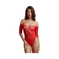 Le Desir Rhinestone Teddy Red - Crotchless Seduction