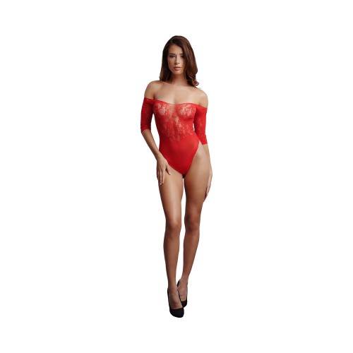 Le Desir Rhinestone Teddy Red - Crotchless Seduction