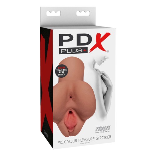 PDX Plus Escoge tu Placer Doble Entrada Stroker - Tan