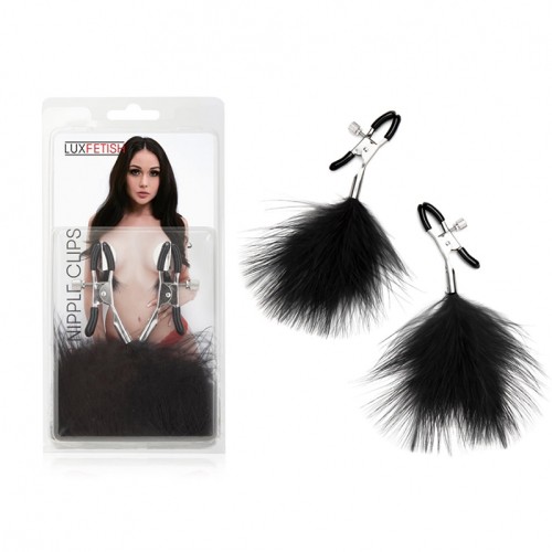 Lux Fetish Feather Nipple Clips for Kinky Play