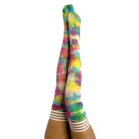 Kixies Gilly Rainbow Tie-Dye Thigh-Highs