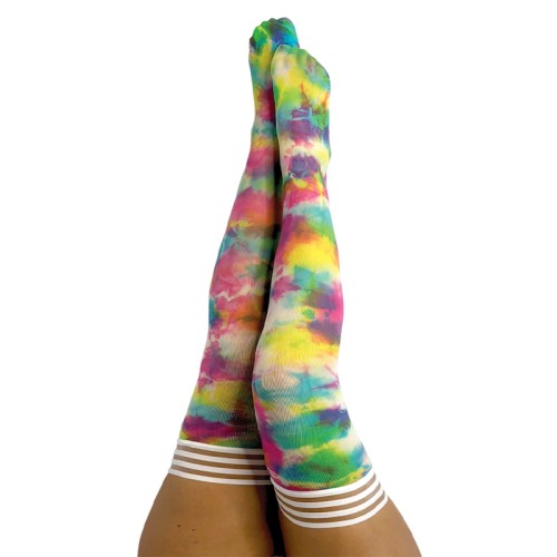 Kixies Gilly Rainbow Tie-Dye Thigh-Highs