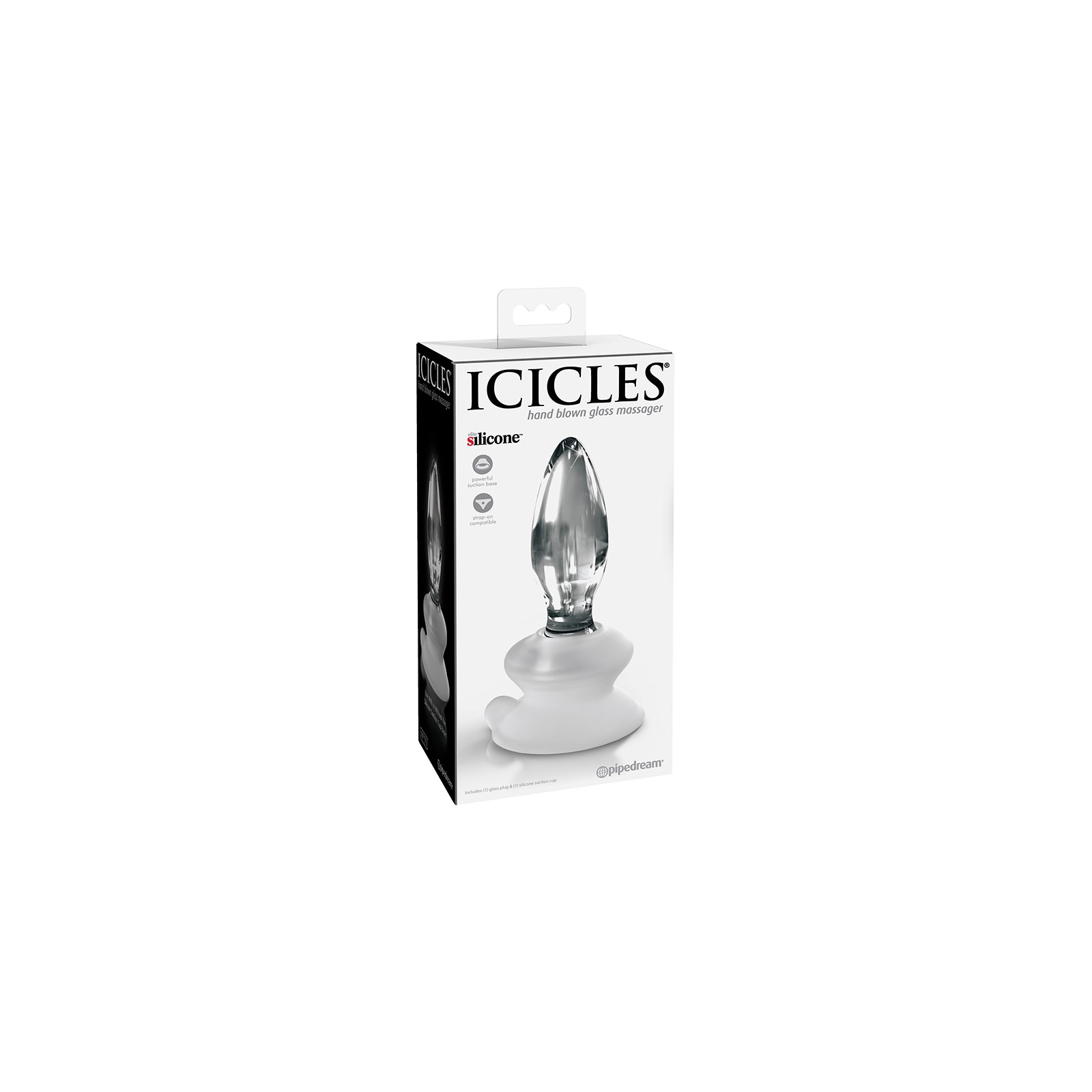 Icicles No. 91 Glass Anal Plug With Suction Cup Clear