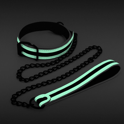 GLO Bondage Collar & Leash for Fetish Play