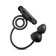 Platinum Silicone Anal Plug with Vibrating C-Ring Black