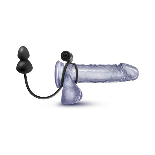 Platinum Silicone Anal Plug with Vibrating C-Ring Black