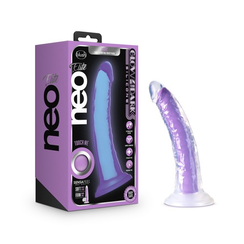 Dildo de Silicona que Brilla en la Oscuridad en Neon Purple