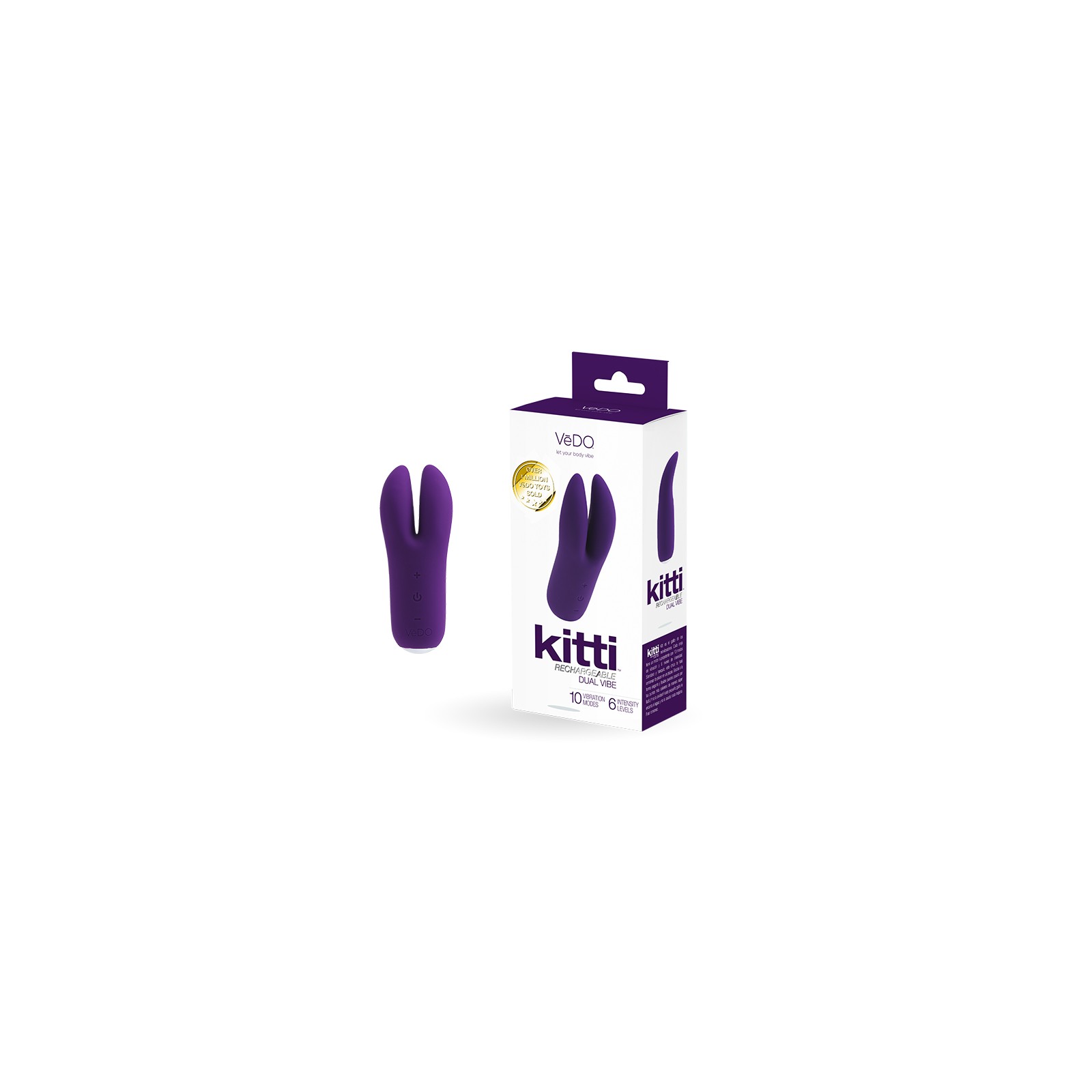 Vibrador Doble Recargable Vedo Kitti Púrpura