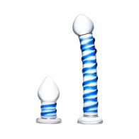 Double Penetration Glass Dildo & Butt Plug Set