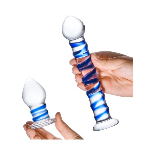 Double Penetration Glass Dildo & Butt Plug Set