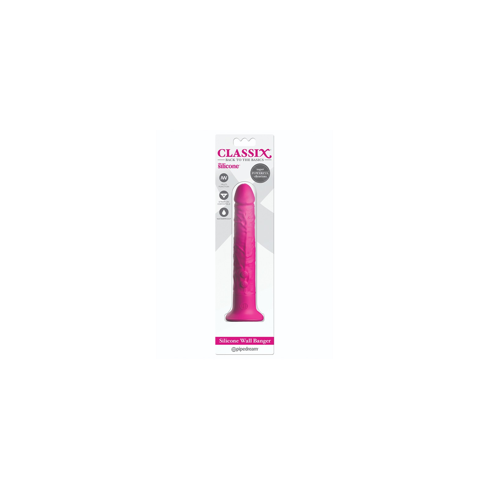 Dildo Vibrador Realista de Silicona Wall Banger Con Succión Rosa Pipedream Classix