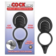 My Cockring Doble Anillo para Pene y Ajustador de Escroto Negro