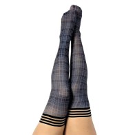 Kixies Debbie Plaid Thigh-Highs in Navy