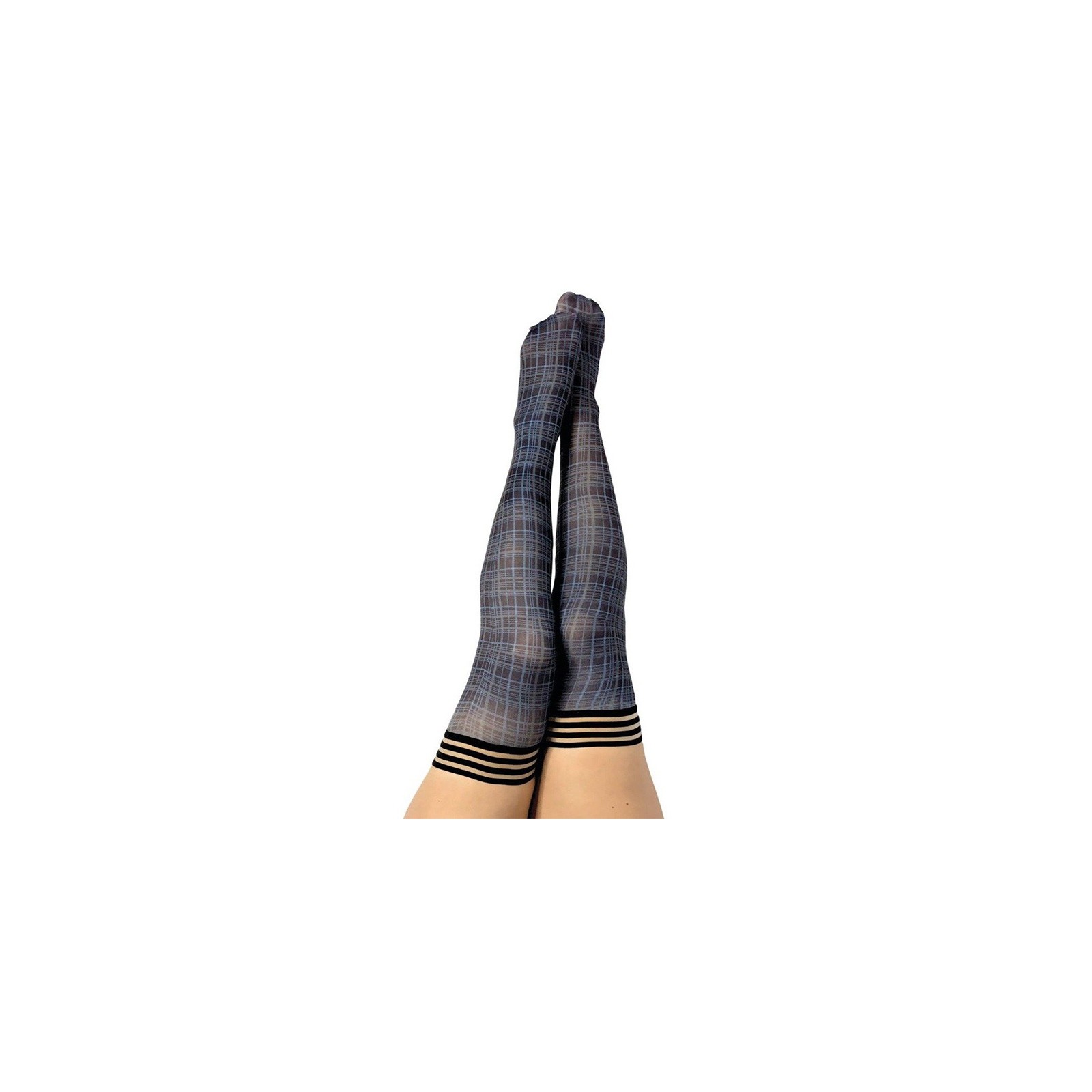 Kixies Navy Plaid Thigh-Highs for Women