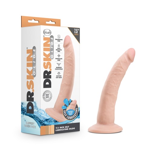 Dr. Skin Glide Dildo Realista de 7.5 in. Auto-Lubricante Beige