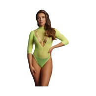 Le Desir Bliss Short Sleeve Fishnet Teddy Green for Seductive Looks