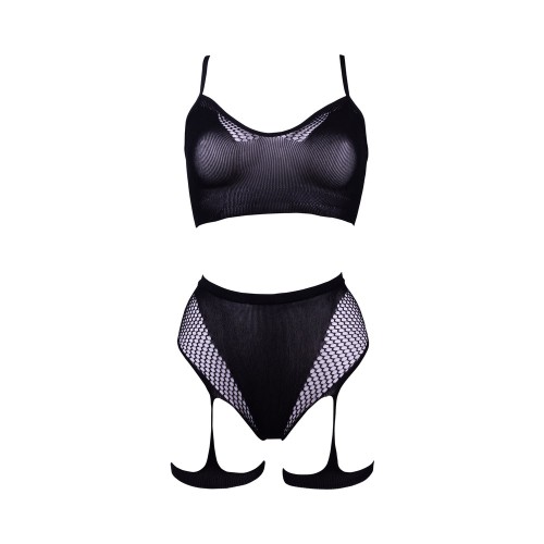 Le Desir Bliss Fishnet Bra and Panty Set - Two Piece Set