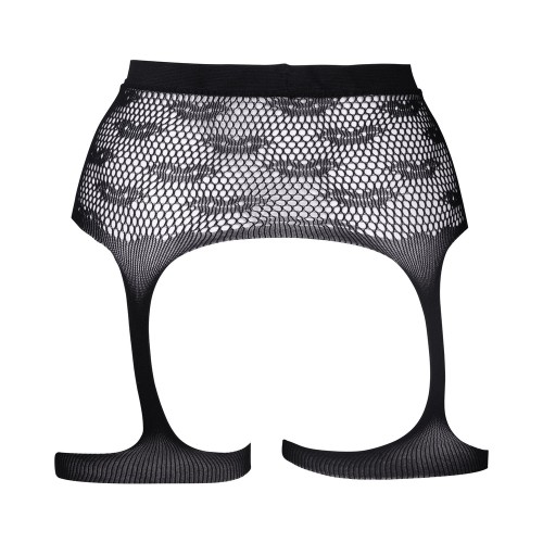 Le Desir Bliss Fishnet Garter Belt with Kiss Pattern